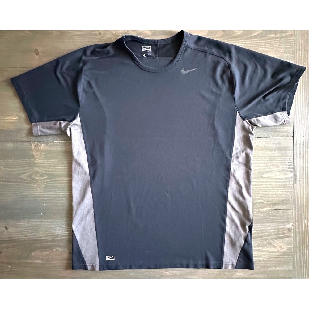 Nike Men's Training Shirt XL Black w/ Gray Panels Athletic Tee
